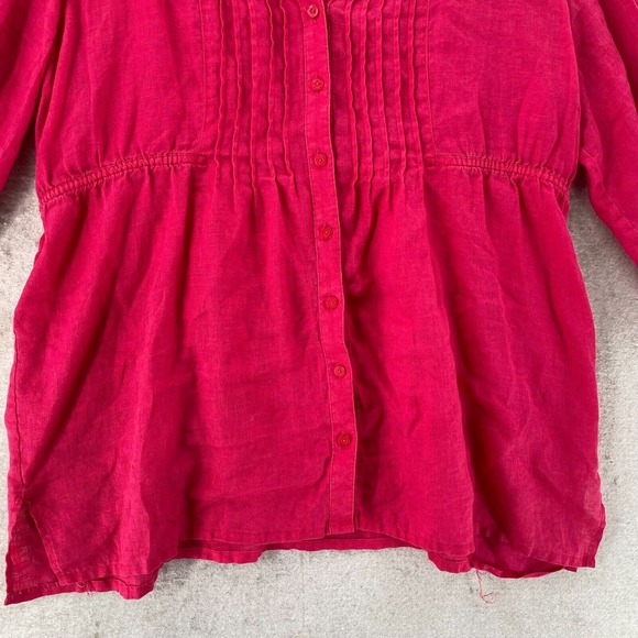 Chicos Tunic Shirt Top Womens 3X Pink Linen V Neck 3/4 Sleeve Babydoll Peplum 3X - Picture 4 of 12